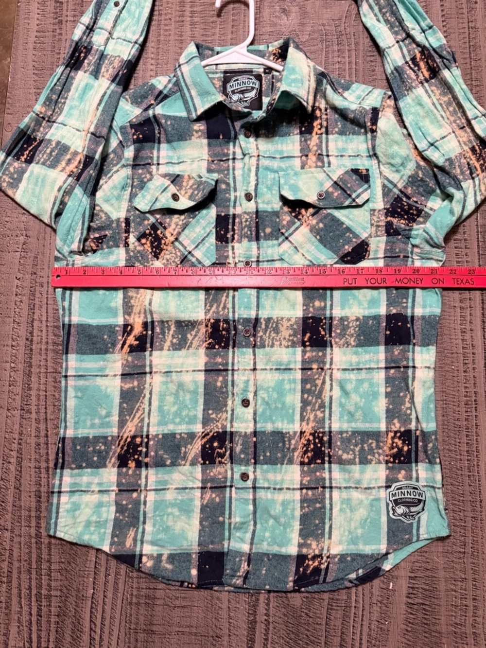 Angry Minnow Teal Plaid Button-Down Shirt Unicorn & Phrase on Back - Picture 7 of 12